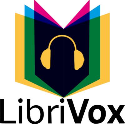 LibriVox logo featuring an open book with colorful overlapping pages and a pair of yellow headphones in the center, with the text LibriVox below the image.
