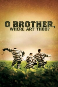 Three 1920s style prisoners run through a field.